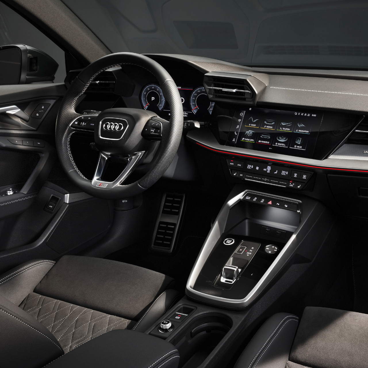 Innenraum mit Blick aufs Cockpit des Audi A3