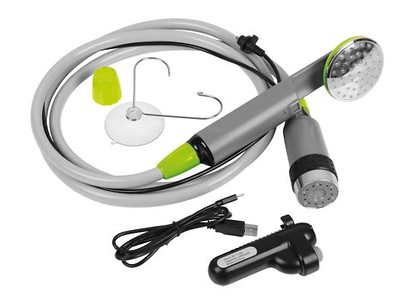 Mobile Dusche	Akkubetrieben, Aufladung per USB