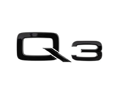 Modellbezeichnung Q3 in Schwarz für das Heck