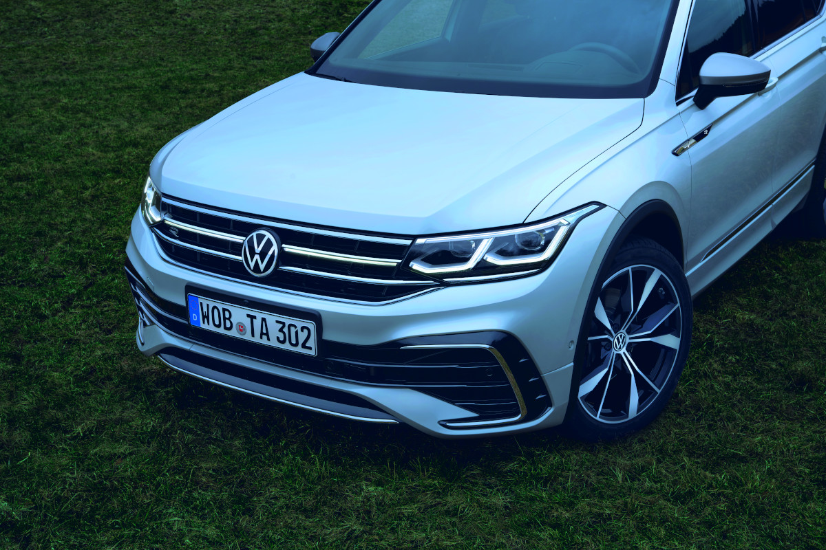 VW Tiguan Allspace im Freien auf einer Wiese